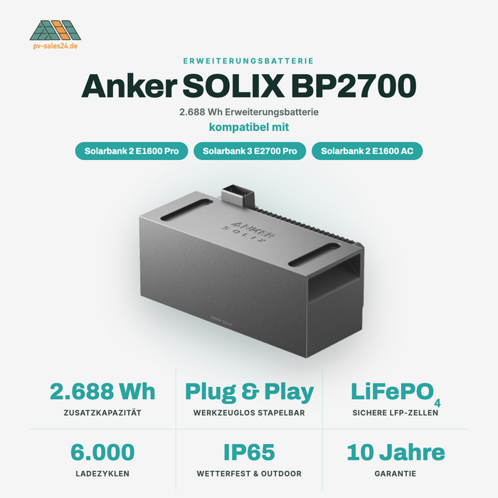Sonderangebot | Anker SOLIX BP2700 Erweiterungsakku / Erweiterungsbatterie für Solarbank 2 und 3 Serie