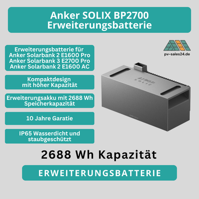 Sonderangebot | Anker SOLIX BP2700 Erweiterungsakku / Erweiterungsbatterie für Solarbank 2 und 3 Serie