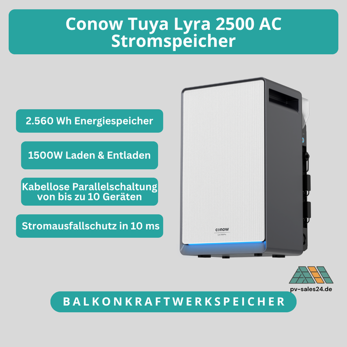 Conow Tuya Lyra 2500 AC – AC-gekoppelter Heimspeicher 2.560 Wh