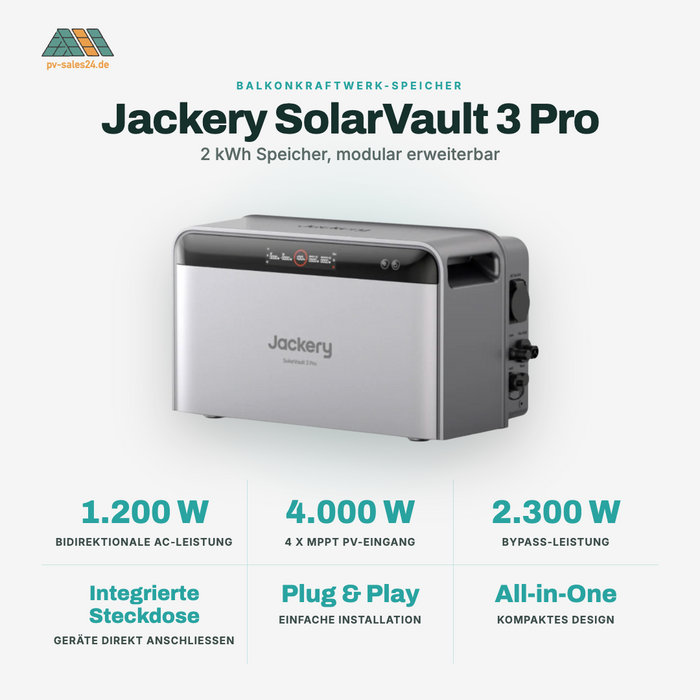 Jackery SolarVault 3 Pro | Rabatt entdecken | 2,52 kWh | 4×MPPT | Plug & Play