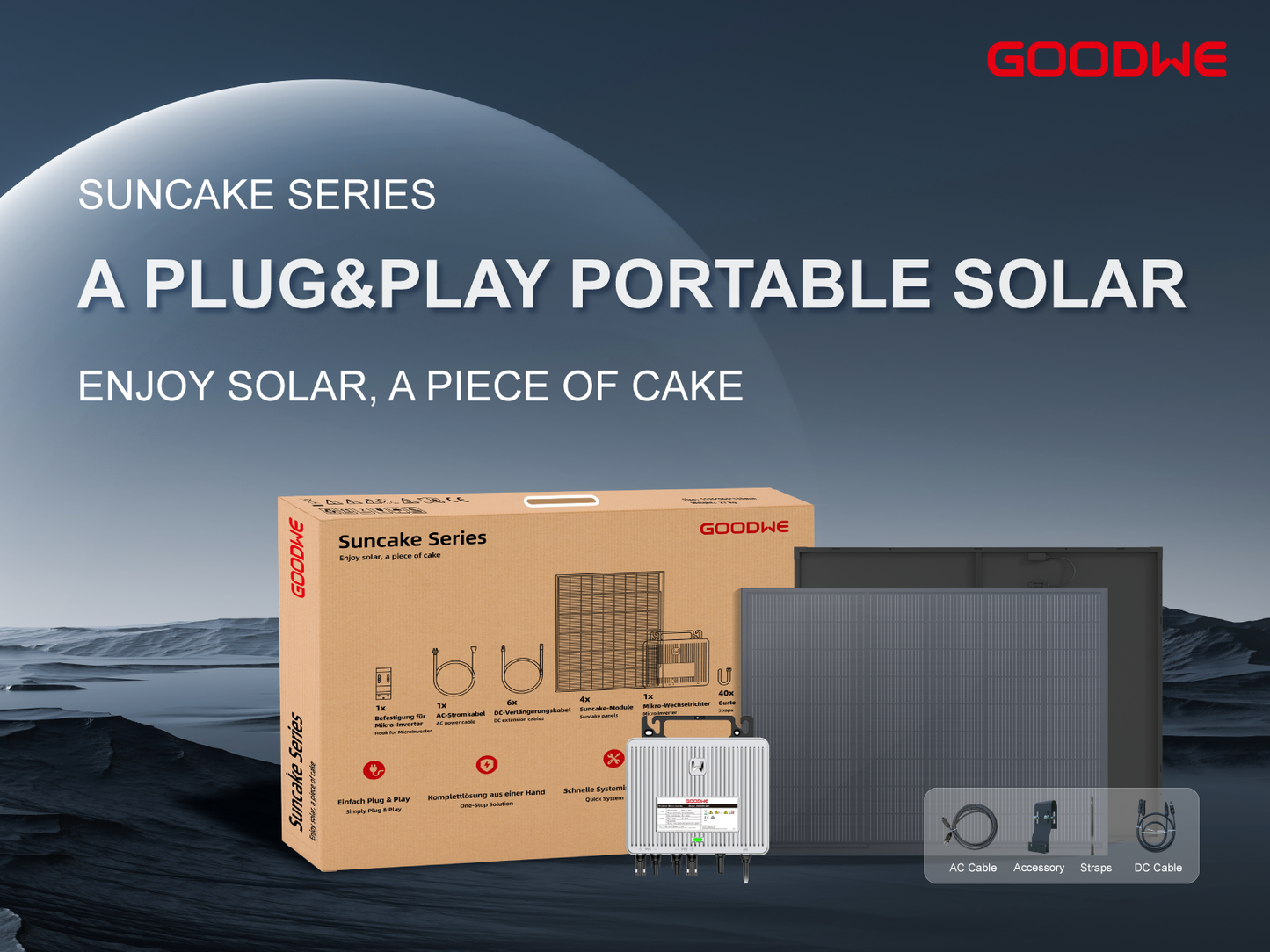 GoodWe Suncake Balkonkraftwerk Flexible Module 820 Watt mit Marstek B2500 Speicher, CT002 Smart Meter und Wechselrichter