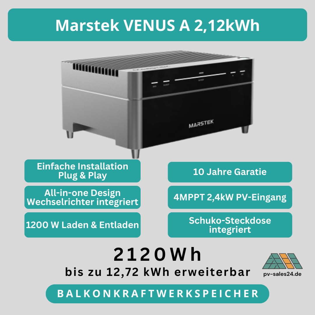 Vorbestellung MARSTEK VENUS A All-in-One Balkonkraftwerk mit Speicher 2,12 kWh