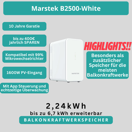 Balkonkraftwerkspeicher Marstek B2500-D 2,24KWh auch als Zusatzakku