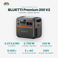 BLUETTI Premium 200 V2 Tragbare Powerstation | 2.700W 2.073,6Wh