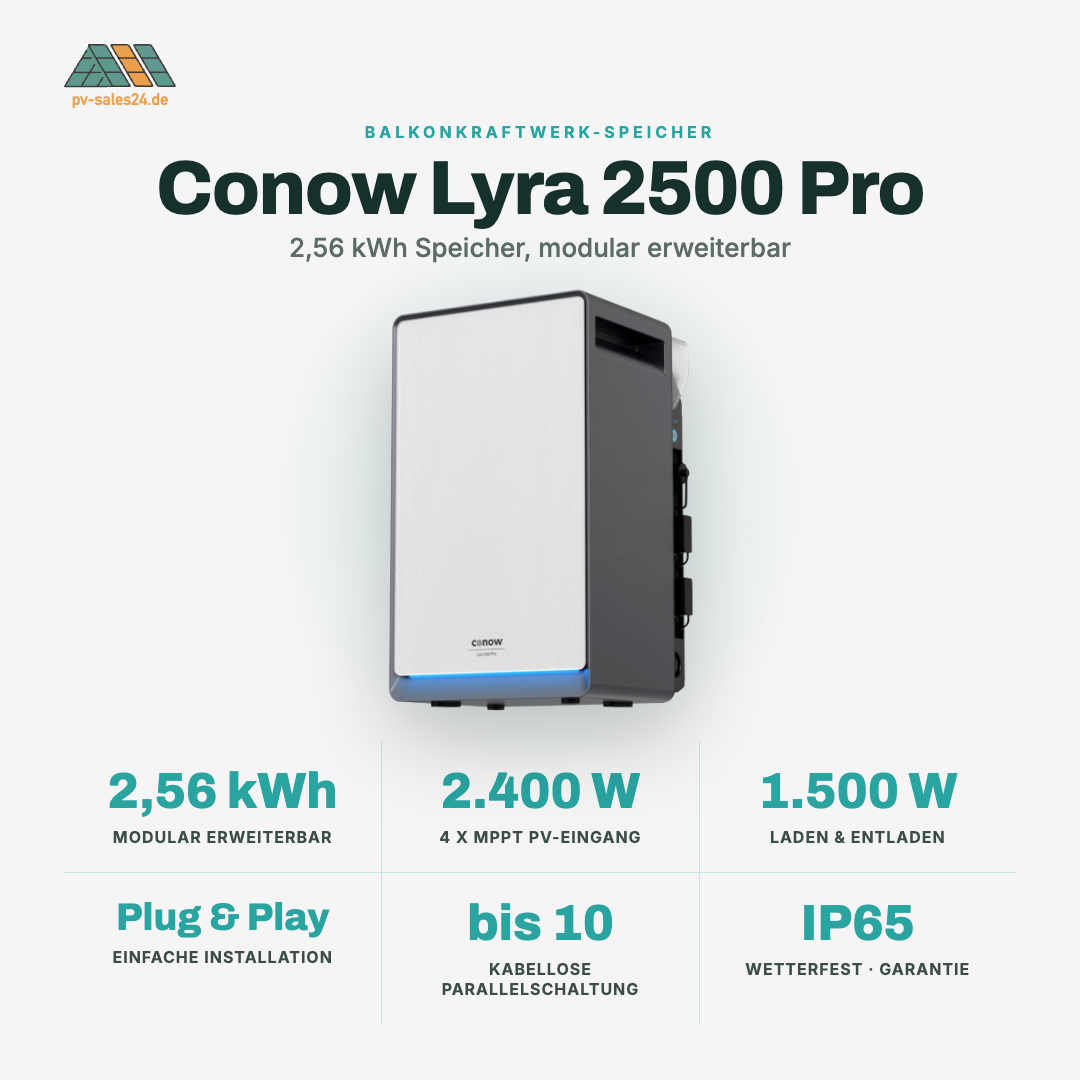 Conow Tuya Lyra 2500 Pro – Balkonkraftwerk-Speicher 2.560 Wh