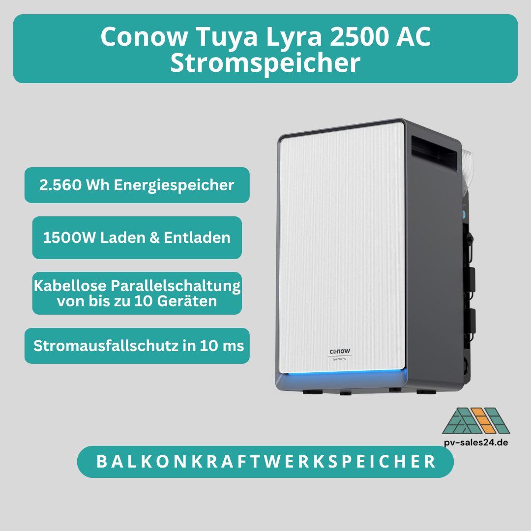 Conow Lyra 2500 AC – AC-gekoppelter Heimspeicher 2.560 Wh