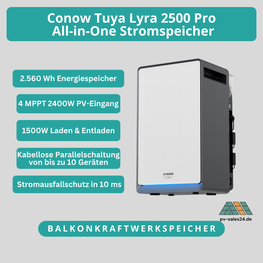 Conow Tuya Lyra 2500 Pro – Balkonkraftwerk-Speicher 2.560 Wh