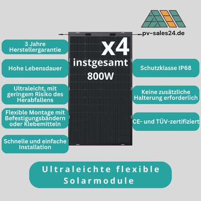 Marstek Balkonkraftwerk Flexible Module 800 Watt mit Speicher 2,24 kWh, CT002 Smart Meter und Vaysunic VM800 Wechselrichter