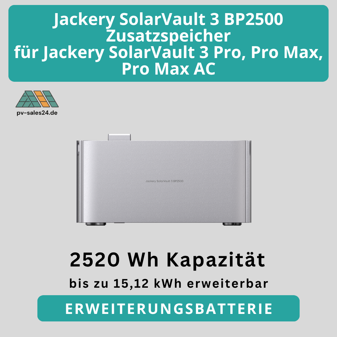 Jackery SolarVault 3 BP2500  | Rabatt entdecken  |  Erweiterungsbatterie 2,52 kWh