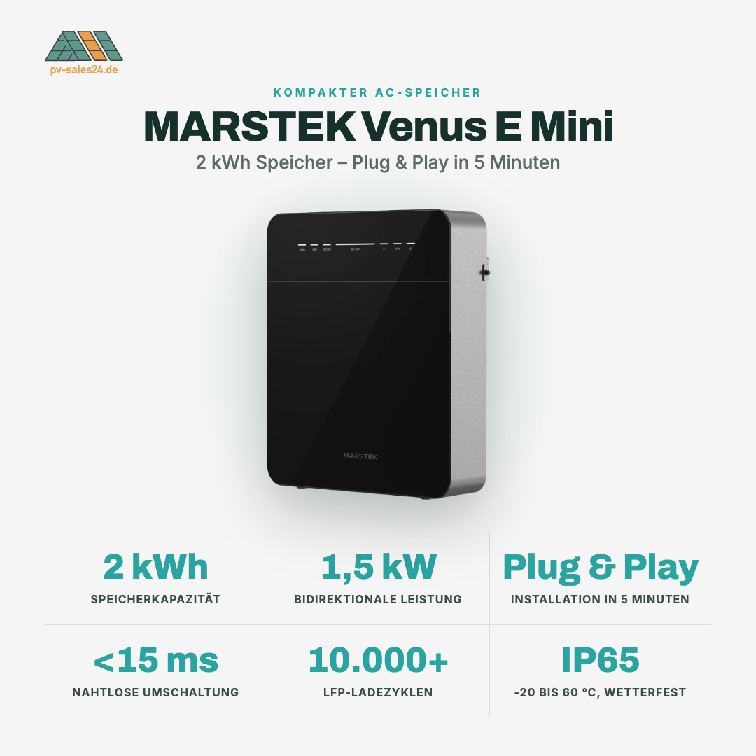 MARSTEK Venus E Mini Plug-in Batterie (AC-gekoppelter Balkon-Speicher | 2 kWh)