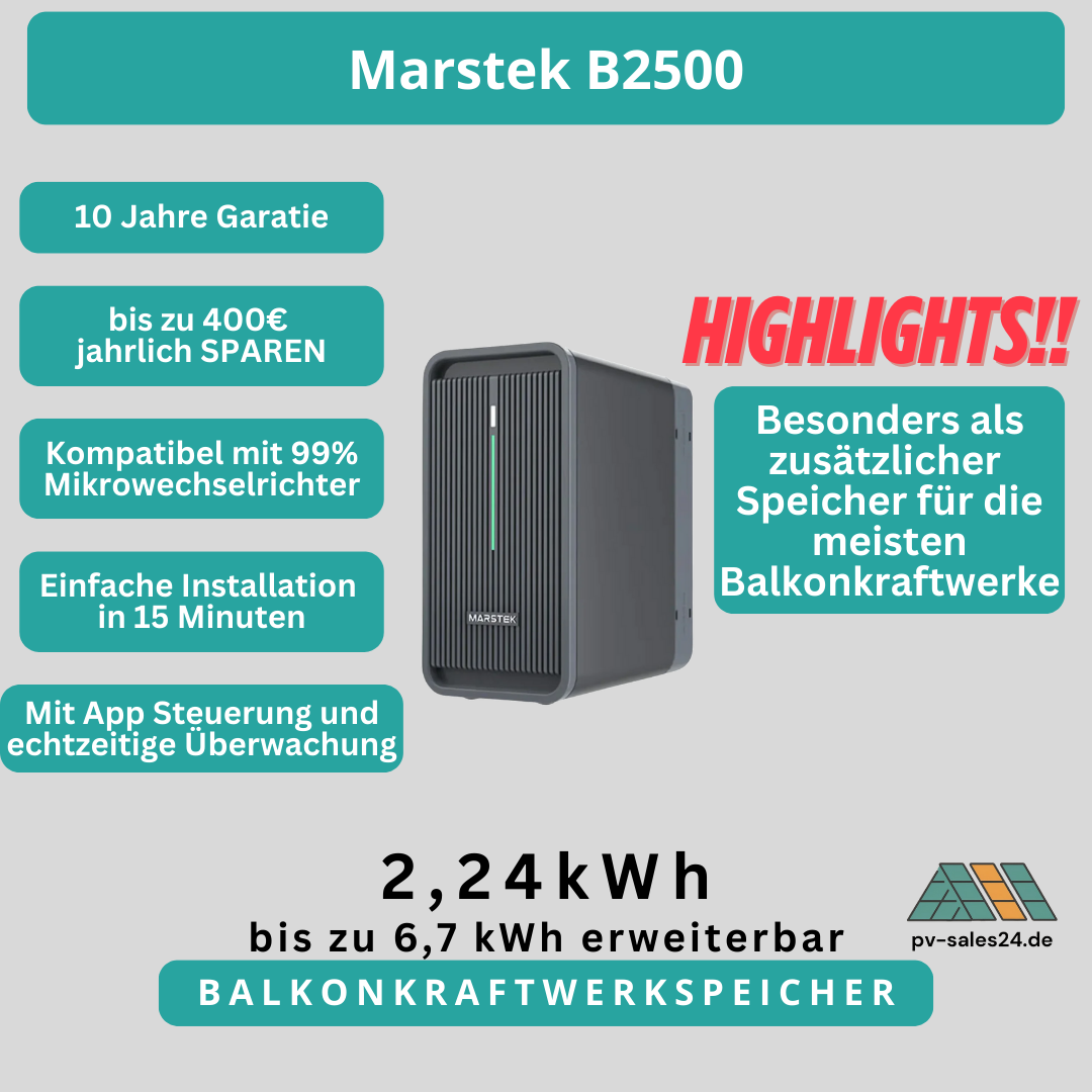 Balkonkraftwerkspeicher Marstek B2500-D 2,24KWh auch als Zusatzakku