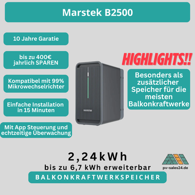 Balkonkraftwerkspeicher Marstek B2500-D 2,24KWh auch als Zusatzakku