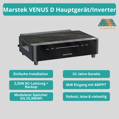 MARSTEK VENUS D Balkonkraftwerk-System Hauptgerät | 2.2 kW Hybrid Wechselrichter AC-Kopplung, 4 MPPT (ohne speicher)