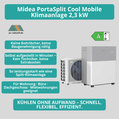 Midea PortaSplit Cool – Mobile Split-Klimaanlage | 2,3 kW | 8.000 BTU