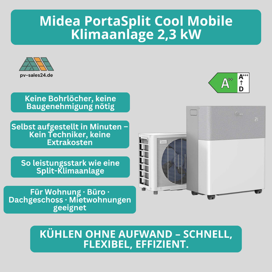 Midea PortaSplit Cool – Mobile Split-Klimaanlage | 2,3 kW | 8.000 BTU