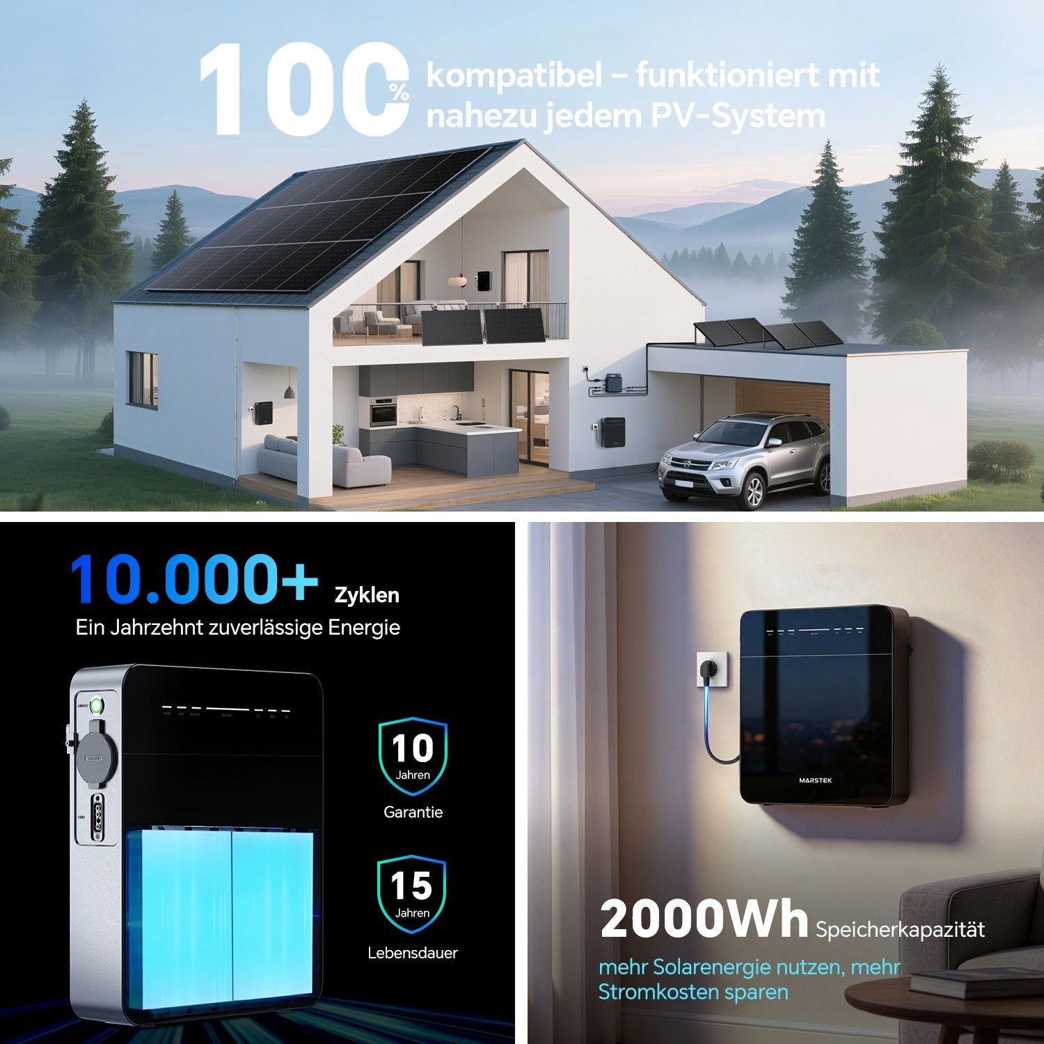 MARSTEK Venus E Mini Plug-in Batterie (AC-gekoppelter Balkon-Speicher | 2 kWh)