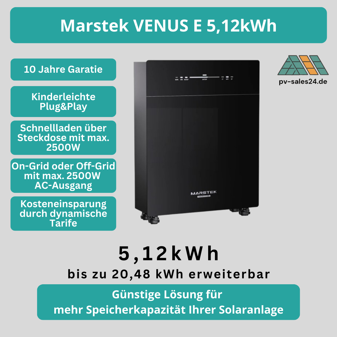Marstek VENUS E 5.12kWh AC gekoppeltes Energiespeichersystem | Günstige Lösung für mehr Speicherkapazität Ihrer Solaranlage