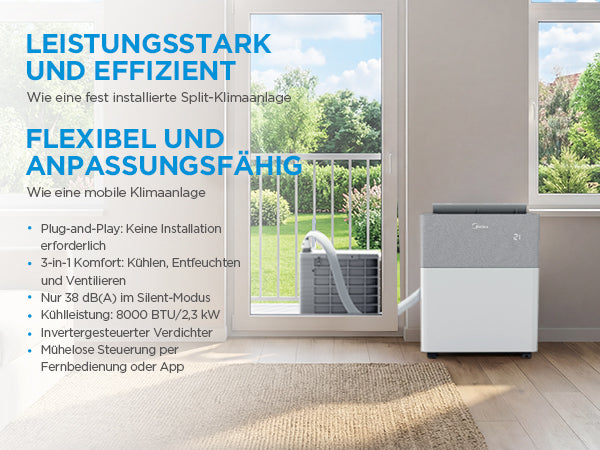 Midea PortaSplit Cool – Mobile Split-Klimaanlage | 2,3 kW | 8.000 BTU