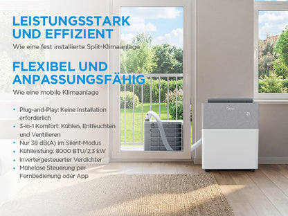 Midea PortaSplit Cool – Mobile Split-Klimaanlage | 2,3 kW | 8.000 BTU